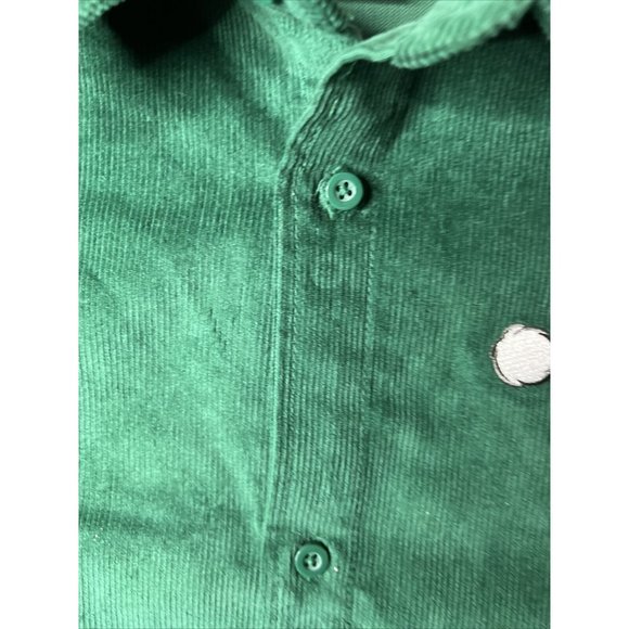 Disney Shirt Adult Large Green Santa Mickey Mouse Embroidered Corduroy - Picture 4 of 12